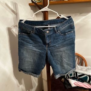 Denim shorts above knee